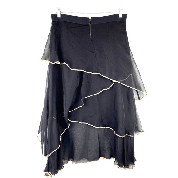 Robert Rodriguez Asymmetrical Black Tan Fairy Boho Chic Layered Ruffle Skirt 4 - Picture 2 of 7